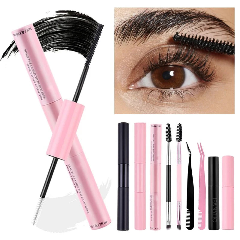 2-in-1 Adhesive and Sealing Eyelash Glue Suitable for DIY Group Eyelashes Eyelash Glue Remover Eyelash Curler Brush Kit Makeup