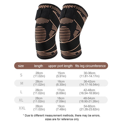 GOBYGO Sports Copper Ion Strap Knee Pads Fitness Jump Rope Basketball Running Gear Non-slip Knitted Nylon Knee Pads Men Women