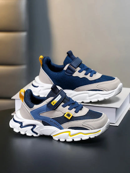 Kid Sneakers Sport Shoes for Boys Fashion Leather Children Breathable Mesh Comfort Shoes Casual Walking Outdoor Running Shoes