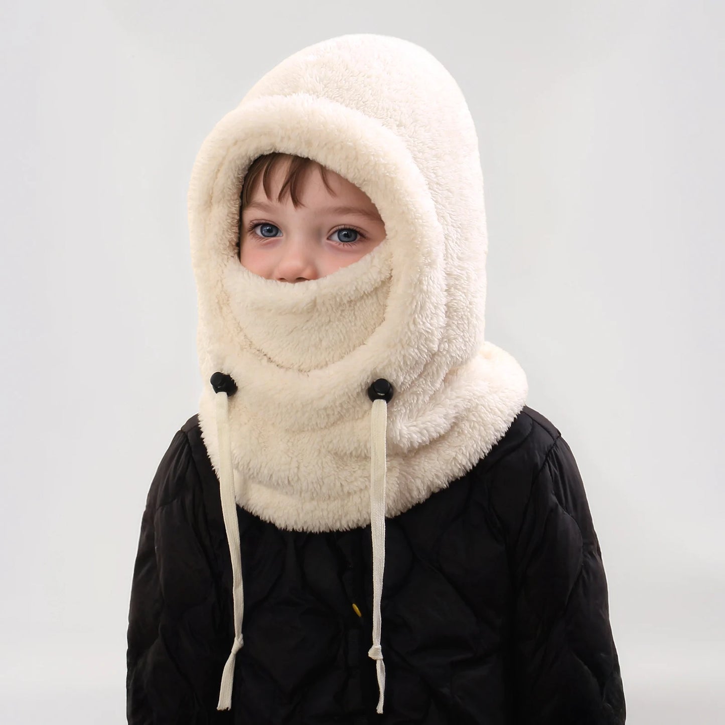 4-14Y Kids' Warm Ear-Protecting Neck Warmer Hat, Thickened Winter Ski Cycling Face Mask Windproof Beanie