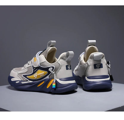 Kid Sneakers Sport Shoes for Boys Fashion Leather Children Breathable Mesh Comfort Shoes Casual Walking Outdoor Running Shoes