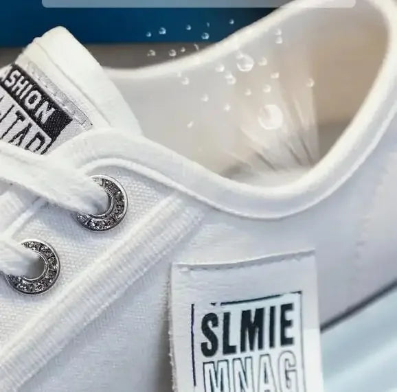 Vulcanized Platform Sneakers Wedge Shoes Non-slip Casual Shoes Women 2025 Autumn Lace-up Comfort Denim Canvas Shoes Thick Sole