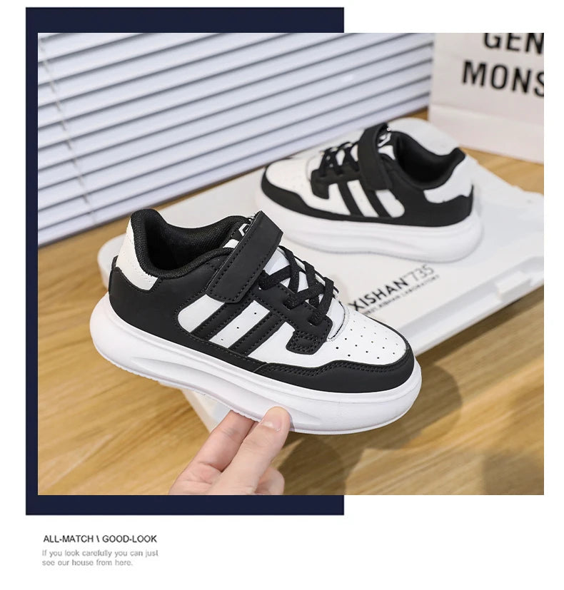 Children's Sneakers Kids Fashion Design Black White Non-slip Casual Shoes for Boys Girls Breathable Sneakers Toddler Outdoor