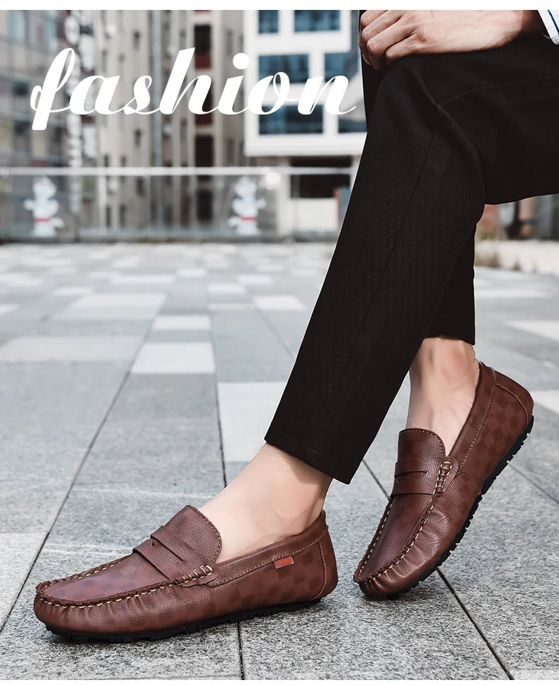 Men Shoes Casual Leather Mens Loafers Moccasins Designer Slip on Boat Shoes High Quality Chaussure Homme Plus Size 38-47