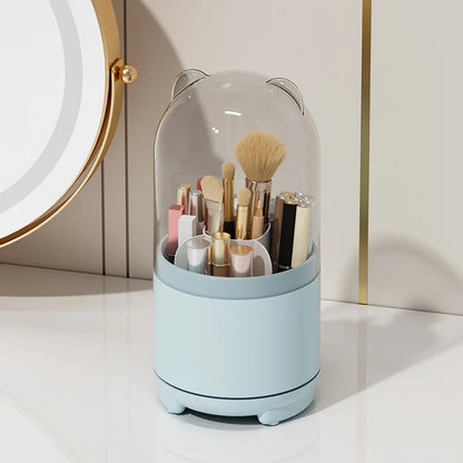 1pc Rotating Makeup Box, Detachable Box, Transparent Dust-proof Pen Holder, Eyeshadow Brush Holder, Lipstick Box, Desktop