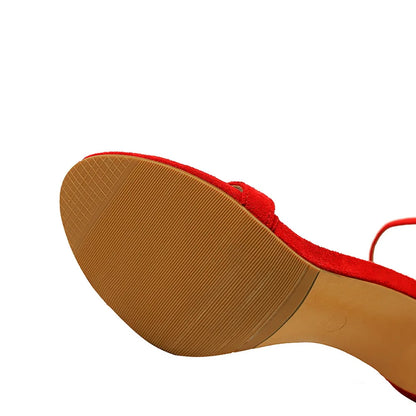 Women 10cm High Heels Flock Stripper Sandals Female Fetish Strappy Red Shoes Lady Valentine Green Summer Classic Sexy Pumps