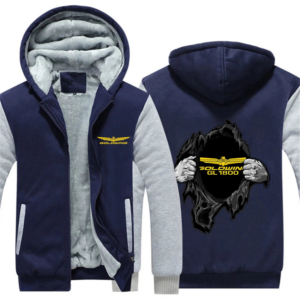 2025 Autumn And Winter Man's Goldwing GL1800 Japan Motocycles Logo Print Thickened Coat Popular Hoodies Warm Comfortable Jacket