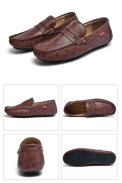 Men Shoes Casual Leather Mens Loafers Moccasins Designer Slip on Boat Shoes High Quality Chaussure Homme Plus Size 38-47