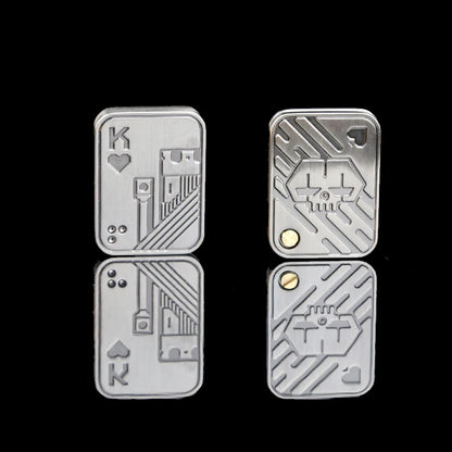 Metal Skull Push Slider Stress Relief Toy Anti Stress EDC Top Spinning Poker Toys Portable Decompress Magnetic Toys Adults Gifts