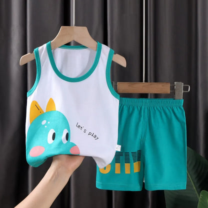 Fashion Kids Clothes Boys Girls Sets Top Shorts 2PCS 100% Cotton Soft Summer Children Baby Cloths T-shirt Shorts Toddler Suit
