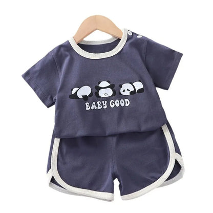 Summer cotton cartoon casual childrens set Baby Clothes girl girl boy T-shirt+shorts 2 pieces of 0-4-year-old childrens clothing