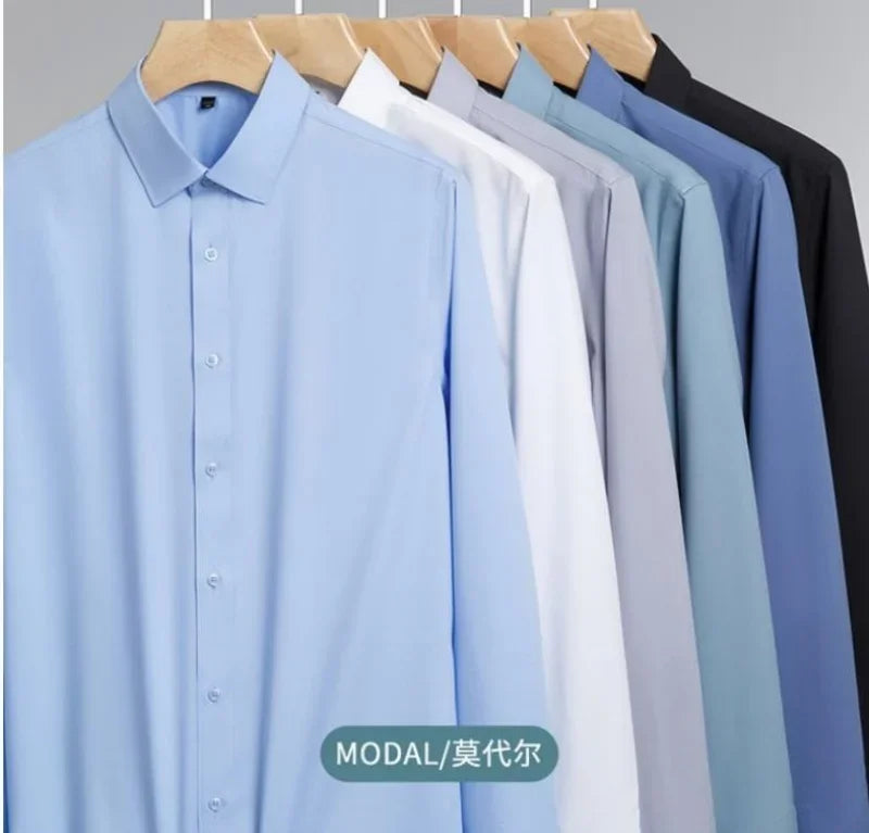 New Quality Anti-Wrinkle Men Shirt Long Sleeves Dress Shirts For Men Slim Fit Camisa Social Business Office White Shirt 5XL