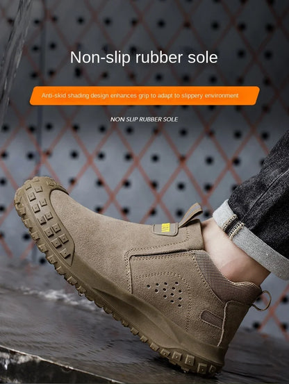 Men Safety Boots Welder Safety Shoes Anti-Smash Indestructible Safety Shoes Men Work Boots Steel Toe Security Boots Footwear