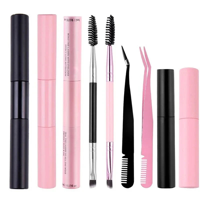2-in-1 Adhesive and Sealing Eyelash Glue Suitable for DIY Group Eyelashes Eyelash Glue Remover Eyelash Curler Brush Kit Makeup