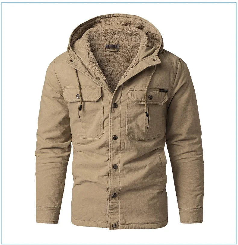 Thermal Thick Coat Parka USA SIZE Winter New Oversize Parkas Warm Korean Style Thick Men's Hooded Thick Fleece Winter Jacket