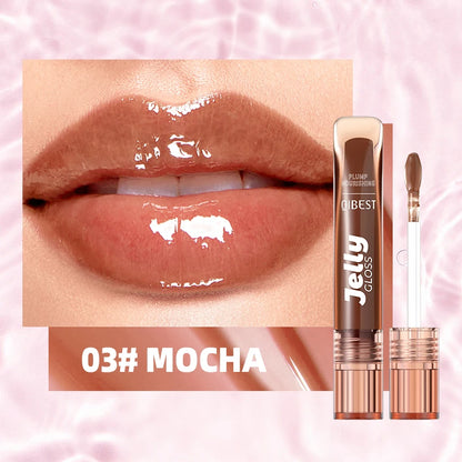 Mirror Water Light Jelly Lip Gloss Shiny Mirror Moisturizer Sexy Red Rose Liquid Lipstick Glitter Lip Oil Glass Lip Stain Makeup