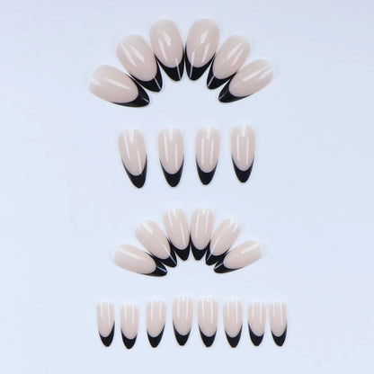 ARTAUG 24PCS Short Press On Nails Square Pink Fingertip White French Trim Press On Nails Full Cover Fake Nails Set Nail