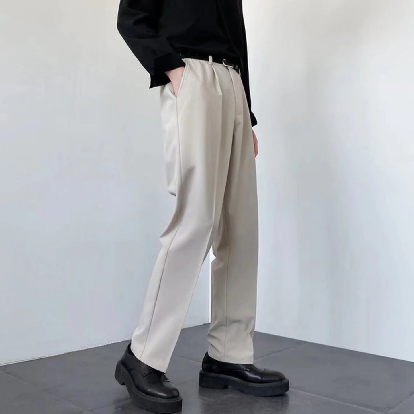 Brown Black Suit Pants Men Slim Fit Fashion Social Mens Dress Pants Korean Casual Straight Pants Mens Office Formal Trousers