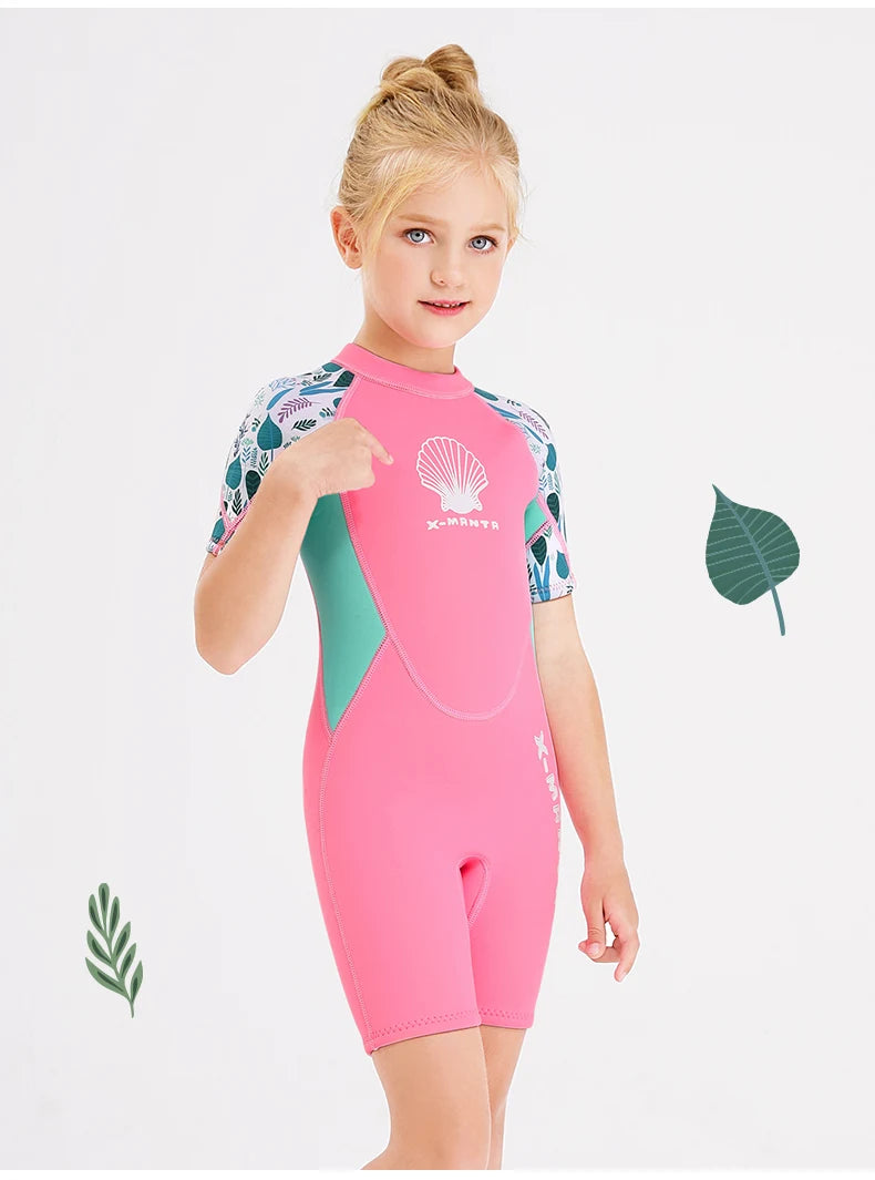New Jellyfish Neoprene Children Diving Suit Swimwear Girls Short Surfing Swimsuit Wet Suit for Girl Bathing Suit Wetsuit