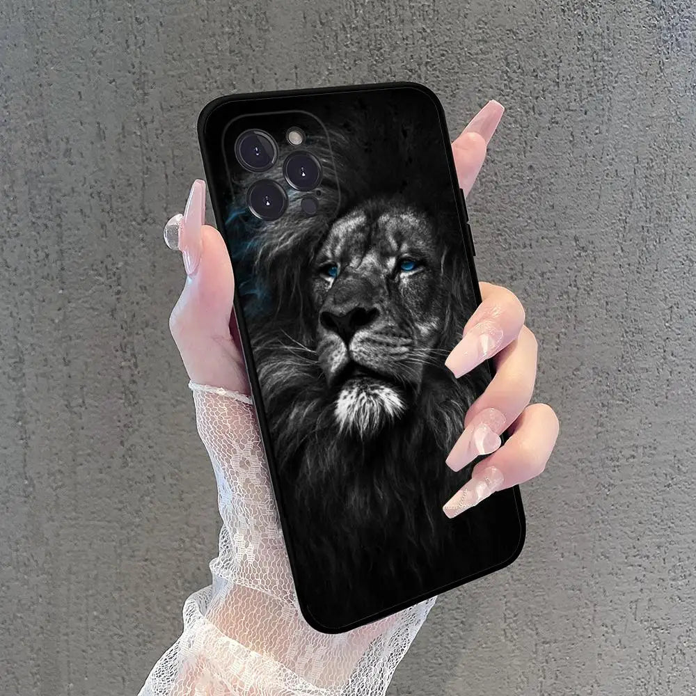 Wolf Lion Tiger Animal Phone Case For iPhone 15 14 11 12 13 Mini Pro XS Max Cover 7 8 Plus X XR Funda Shell