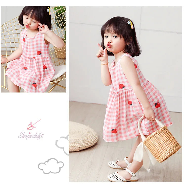 Girls Casual Dresses Flower Printing Sleeveless Casual Dress Toddler Clothes Flower Girl Dresses 2 To 8 Years