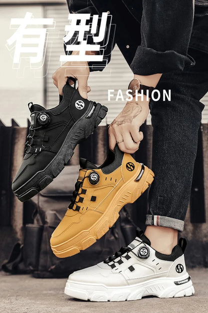 Sneakers Man Spring Trend Hot Sale Comfort Soft Soled Casual Shoes for Fashion Rotating Button Male Work Boots Zapatillas Hombre