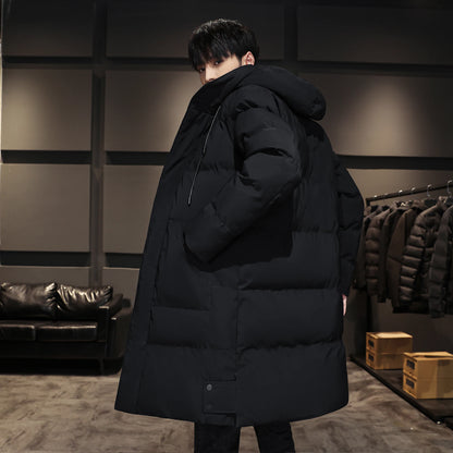 Cotton jacket men's winter thick medium long style men's decoration body trend business cotton jacket men's coat