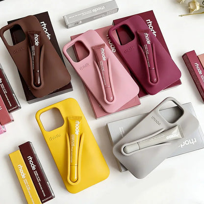 Makeup Rhode With Box Lipstick Holder Phone Case for IPhone17 Air 11 12 13 14 15 16 Pro Max Plus  Lip Gloss Silicone Soft Cover