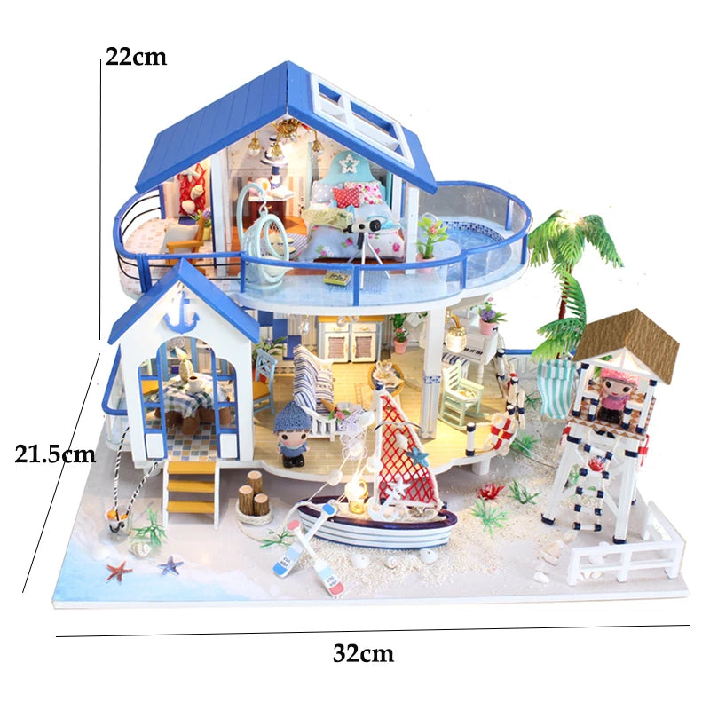 Wooden Miniature Doll House Kit 3D Puzzle Assembly Building Model Toy Home Bedroom Decoration With Furniture Adult New Year Gift