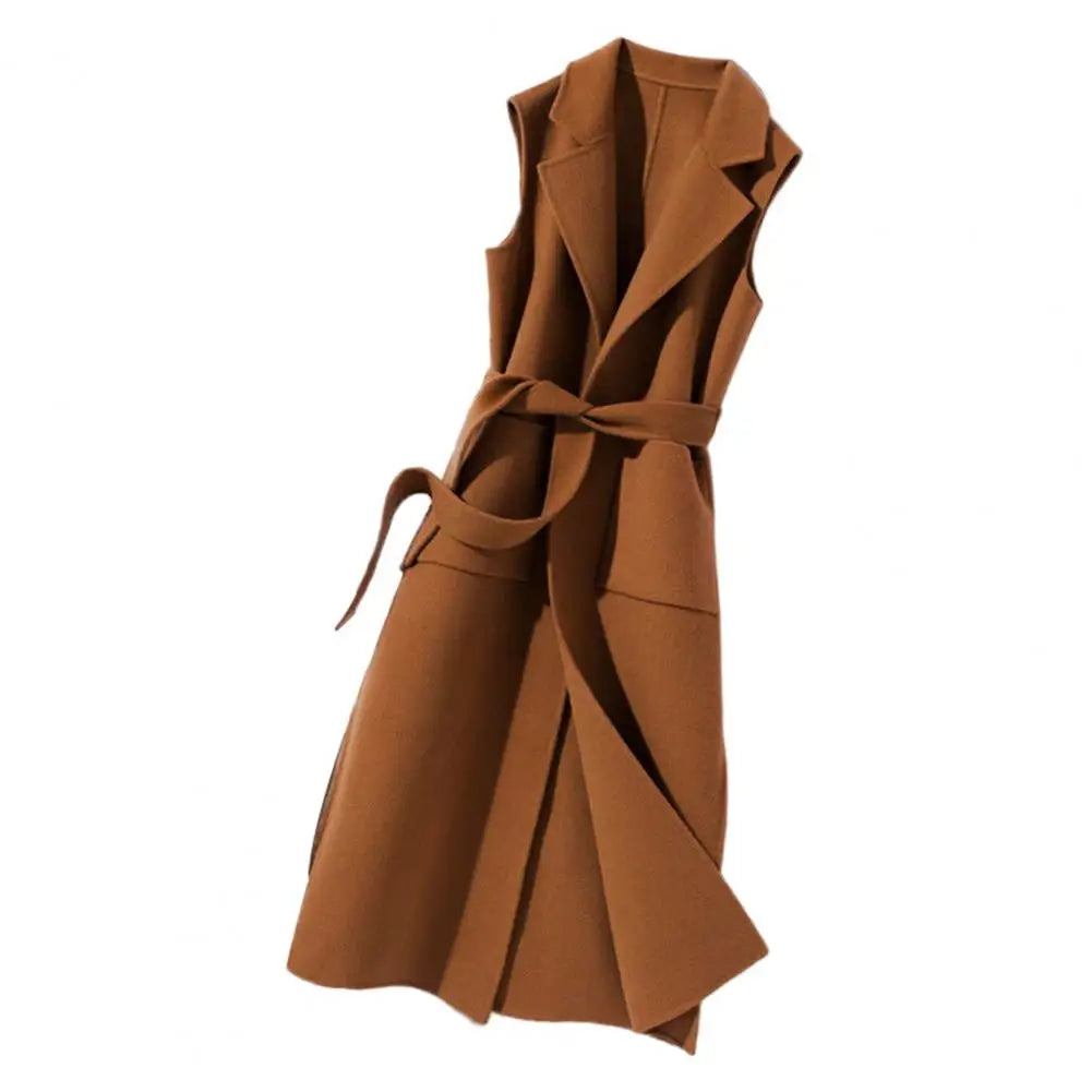 Women Autumn Vest Thermal Turn-down Collar Sleeveless Open Stitch Cardigan Elegant Lady Winter Waistcoat Notch Collar Women Vest