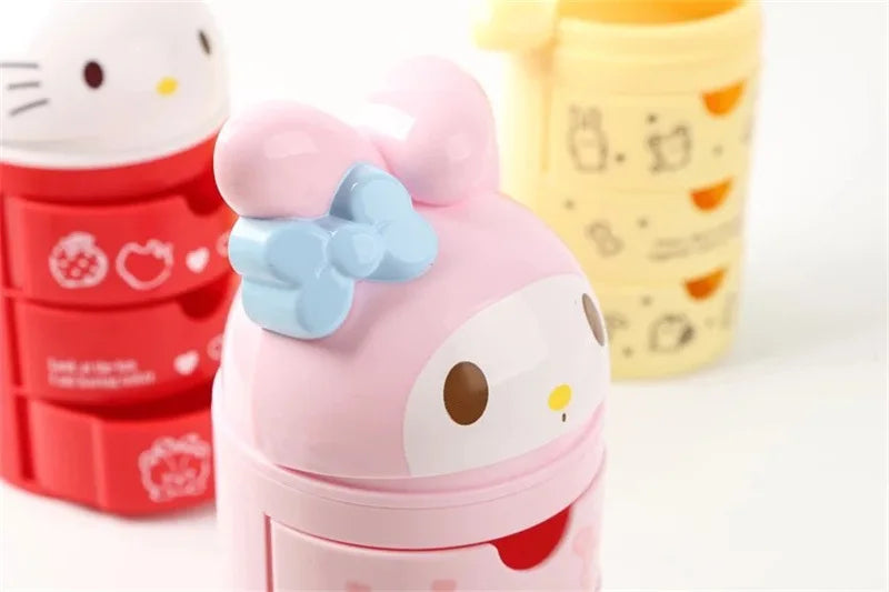 hello kitty anime peripheral cartoon 3-layer drawer storage box my melody cute cat makeup box kawaii birthday gift for women