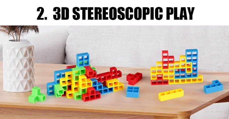 Jigsaw Building Block Toys, Fun Balance Stacking Games, Construction Board Games Russian Building Block Children's Tabletop Toys