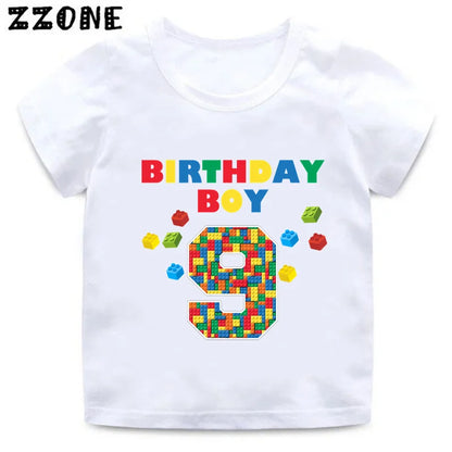 Master Builder Blocks Building Print Funny Boys Clothes 1 2 3 4 5 6 7 8 9 Years Happy Birthday Kids T shirt Baby Girls T-Shirts