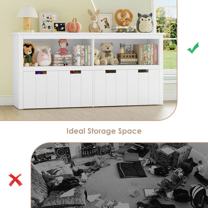 Getone Toy Storage Unit Children's Cabinet with 4 boxing on rolls Kid's room furniture Toys Storage Cabinet 120x33x61.5 cm White