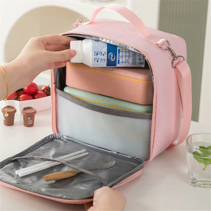 One-shoulder Bento Bag Student Lunch Box Bag Lunch Bag Office Worker Carrying Lunch Bag Thermal Insulation Bag