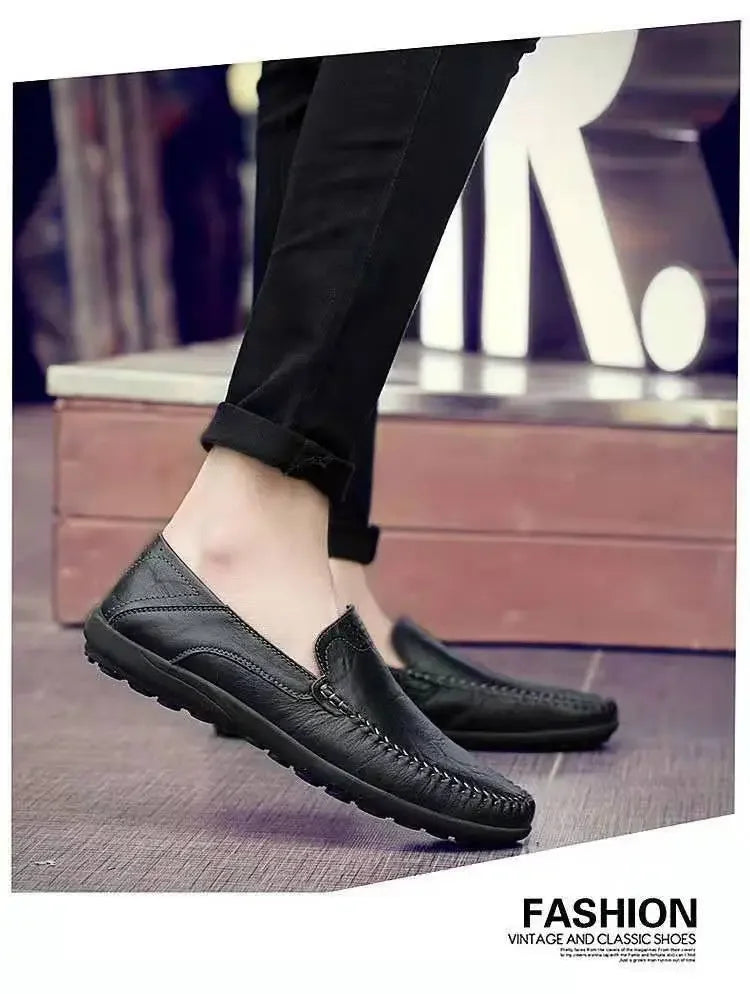 Shoes Men Leather Spring Loafers Slip on Business Casual Leather Shoes Classic Soft Moccasins Hombre Breathable Flats Shoes