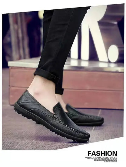 Shoes Men Leather Spring Loafers Slip on Business Casual Leather Shoes Classic Soft Moccasins Hombre Breathable Flats Shoes