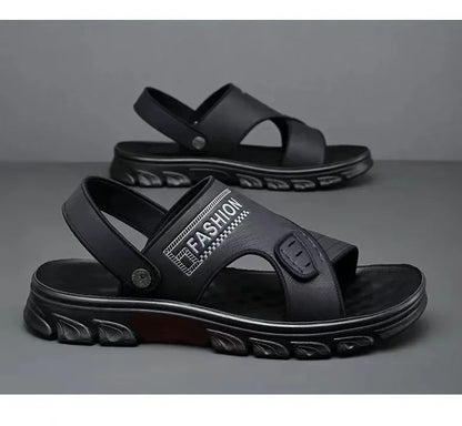 Men's Summer Thickened Anti-slip Wear-resistant Breathable Beach Sandals Driving Beachside Slip-On PVC Material Adult Footwear