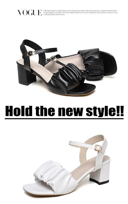 Size 35-42 New Fashion White High Heel Shoe Buckle Sandalias Grace Dress Female Designer Party Shoes 2024 Summer Women's Sandals