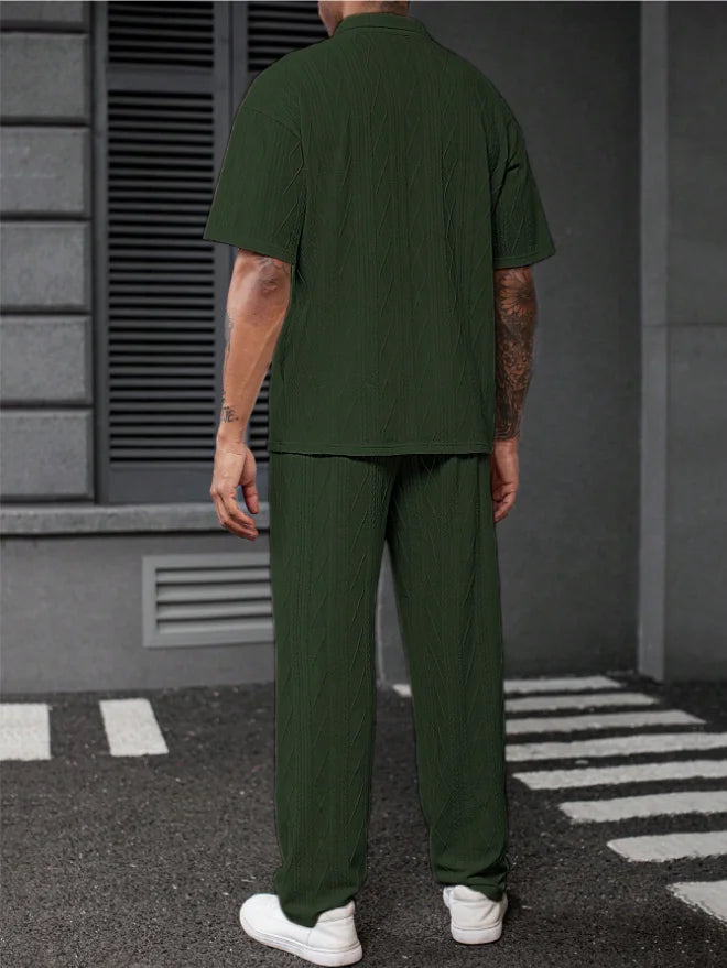 Men's Spring Autumn Seasonal Tie-Dye Patterned Polo Shirt And Pants Set Casual Sporty Holiday Wear Daily  Two-Piece