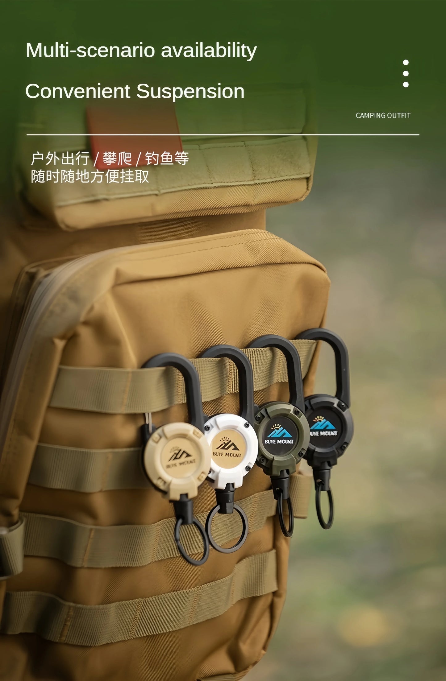 Portable Retractable Keychain with Steel Wire Rope,Outdoor Tactical Anti-Loss Buckle for Camping Gear & EDC Accessories