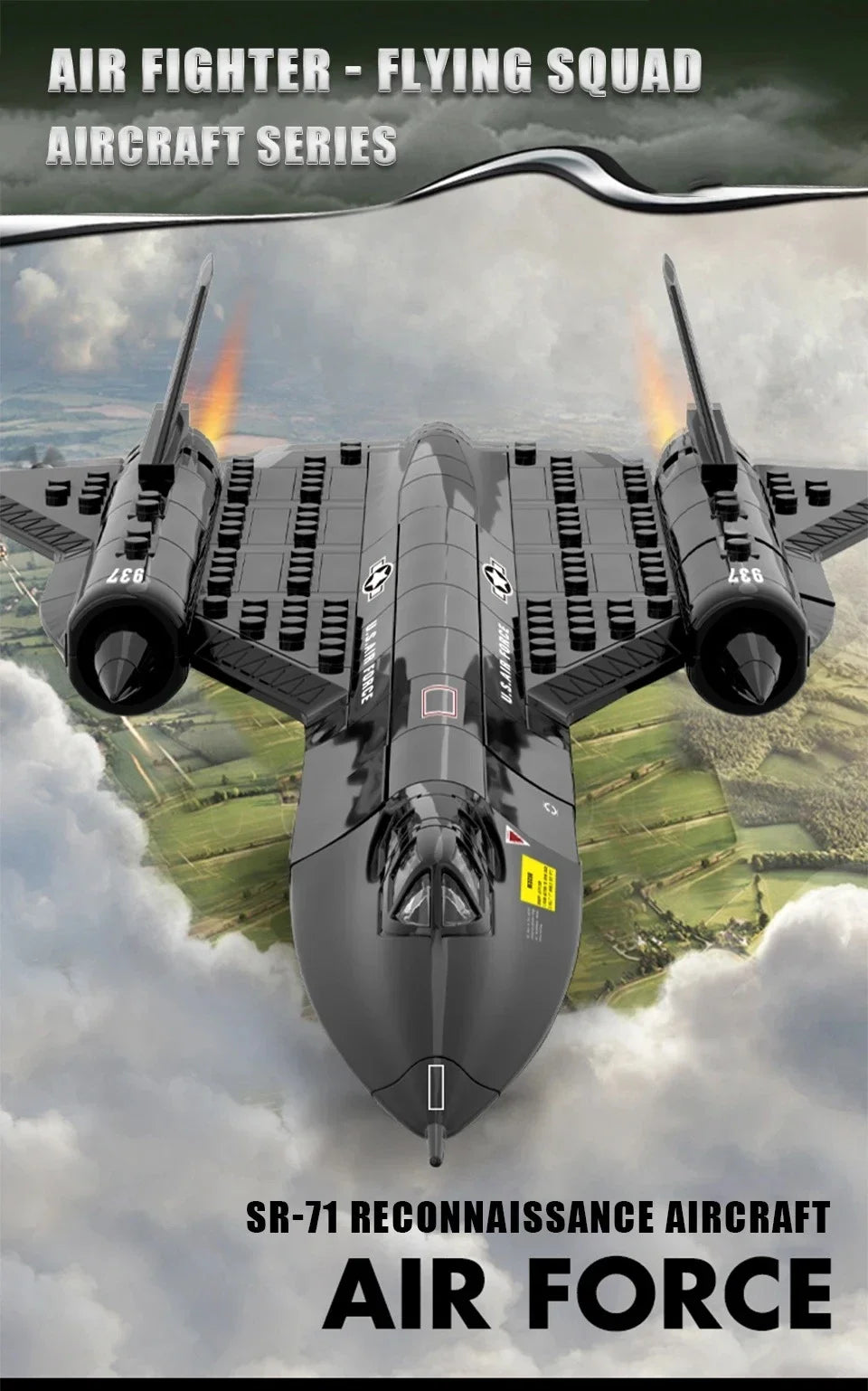 Creative Military SR-71 Blackbird Spy Plane  Building Blocks SetsMOC Kit Assembly Bricks STEM Learning Toys Gift for Children