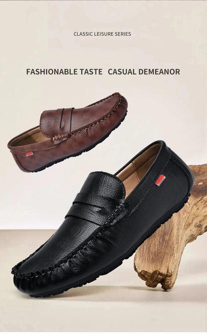 Men Shoes Casual Leather Mens Loafers Moccasins Designer Slip on Boat Shoes High Quality Chaussure Homme Plus Size 38-47