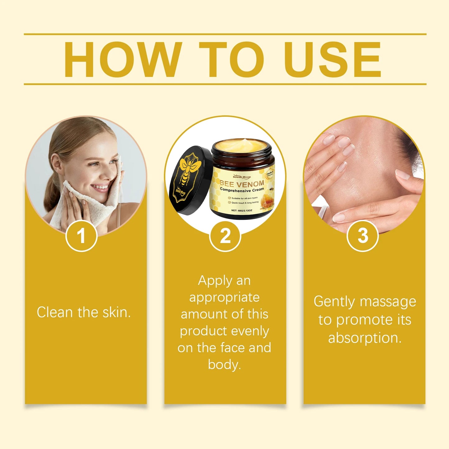 Bee Venom Face Cream Moisturizer Nourish Dryness Skin Firming Repair Damaged Skin Strengthen Barrier Brighten Nourish Body Cream