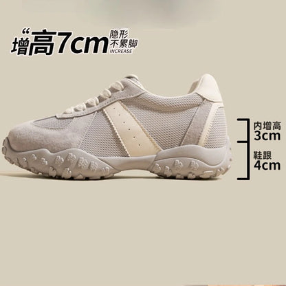 7cm Women Height-increasing Sneakers Breathable Running Casual Sport Vulcanized Sneakers Shoes for Women Sports Yellow Shoes