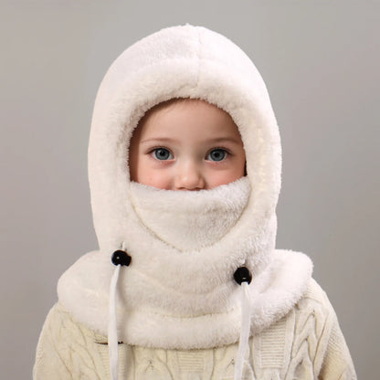 4-14Y Kids' Warm Ear-Protecting Neck Warmer Hat, Thickened Winter Ski Cycling Face Mask Windproof Beanie