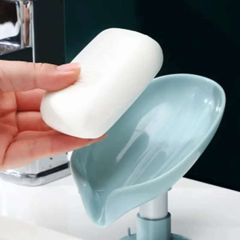 Drain Soap Holder Leaf Shape Soap Box Suction Cup Tray Drying Rack for Shower Sponge Container Kitchen Bathroom Accessories