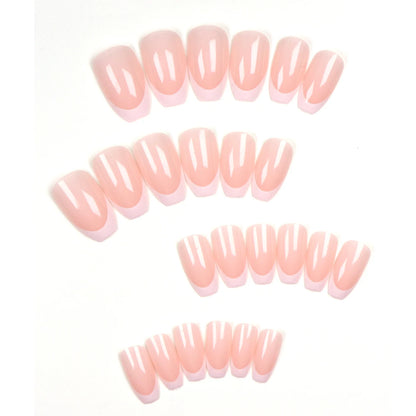 ARTAUG 24PCS Short Press On Nails Square Pink Fingertip White French Trim Press On Nails Full Cover Fake Nails Set Nail
