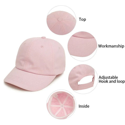 Kids Baseball Cap Low Profile Sun Hat for Boys and Girls Soft Cotton Pink Black White Gray for Baby Children