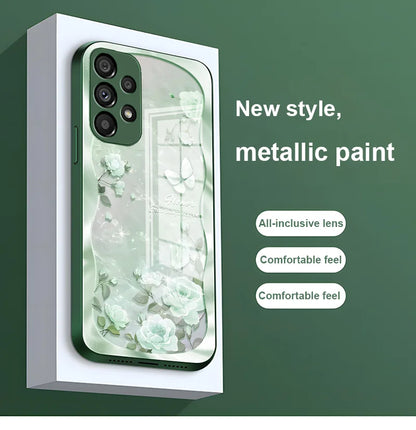 Butterfly shell pollen for Samsung Galaxy S10 4G S20 11E 30 S21 21Fe 22 S24 Pro S23 Ultra 5G S8 S9 Tempered glass phone case